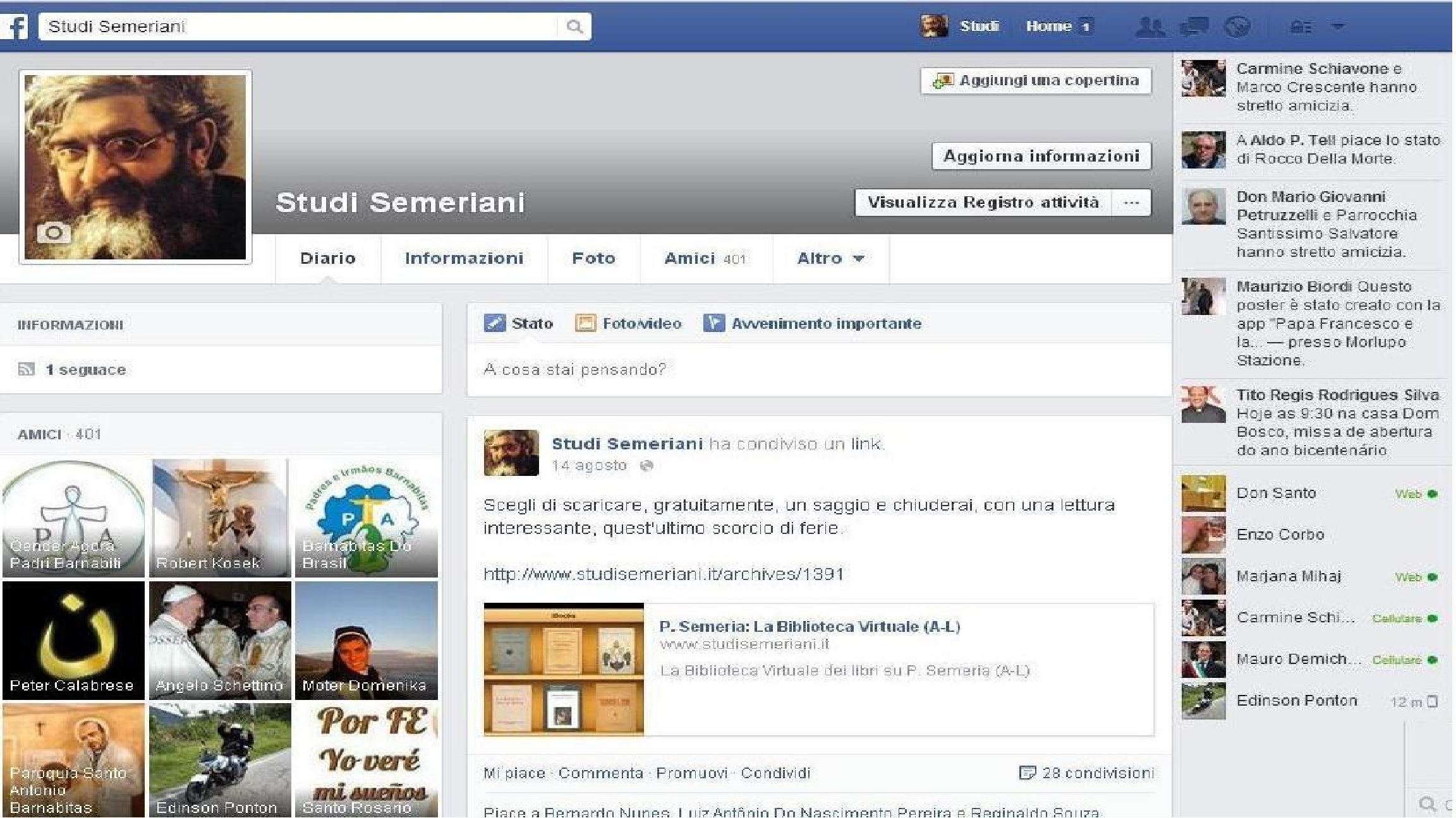 Studi Semeriani: account Facebook